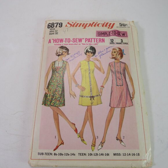 Simplicity 6879 sewing pattern size 12 EASY Dress - Picture 2 of 6